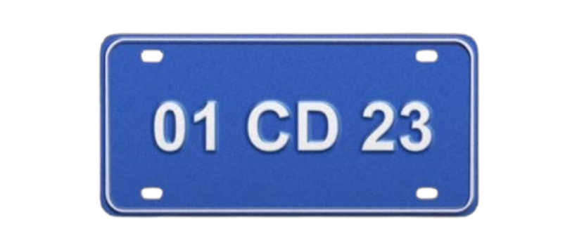 blue number plates with white letters