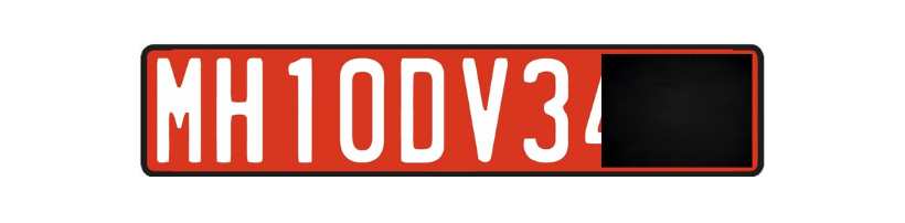 red number plates with white letters