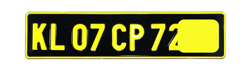 black number plates with yellow letters